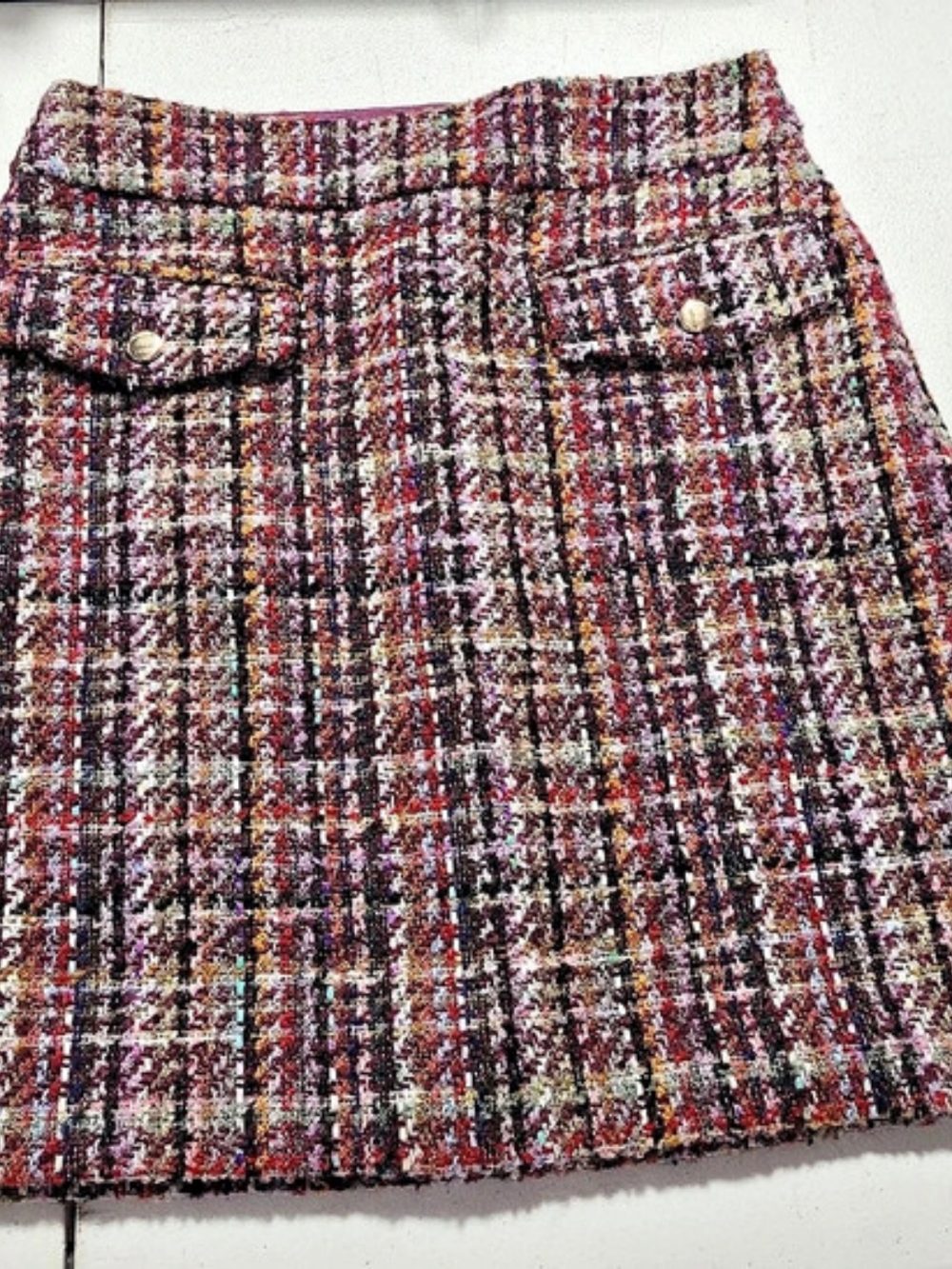 LOFT Plaid Mini Skirt in Purple & Red Size 0